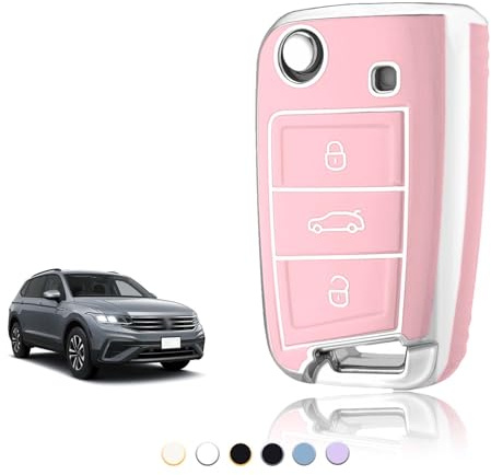 TOOMUME Schlüsselhülle, Autoschlüssel Hülle Passt für VW Volkswagen Golf 7 Mk7 Polo Jetta Tiguan Seat Leon Fabia Ibiza Skoda Fabia Octavia Superb, Schlüsselcover Schutz Schlüssel Gehäuse - Flip Key