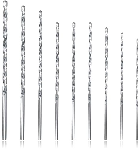 9 Stück lange Holzbohrer, 60 mm - 100 mm lang, HSS-Bohrer, Spiralbohrer-Bits, 1 mm, 1,2 mm, 1,4 mm, 1,6 mm, 1,8 mm, 2 mm, 2,2 mm, 2,5 mm, 3 mm, gerader Schaft, Set zum Bohren von Werkzeug, Holz