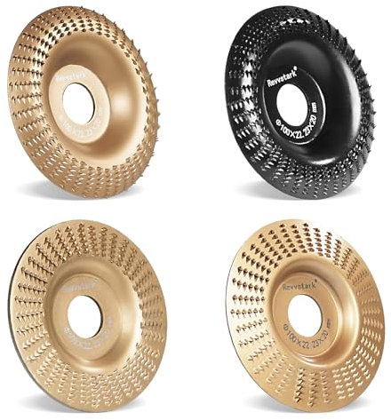 Revvstark 4 Pack Wood Carving Disc for Angle Grinder 4 Inch with 7/8 Arbor, Wood Shaping Grinding Wheel Sanding Disc, Woodworking Angle Grinder Attachment