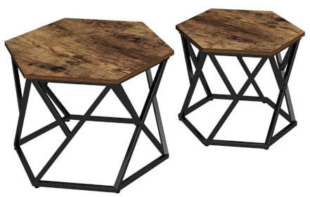 Vicco Set di tavolini Fyrk, Rovere rustico, 57 x 57 cm | 2 parti, pieghevole salvaspazio e combinabile in modo versatile