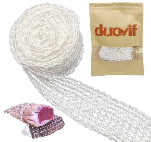 duoyif Red para Carne Malla Carne Elástica 5m Malla para Asar Carne Mallas para Rollos De Carne Red Cocina Algodón Blanca Elástica Red De Carne para Almacenar Colgar Freír Cocinar Carne (5m)