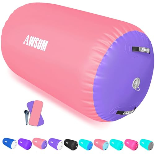 AWSUM 1 PCS Gymnastics Barrel Air Roller Inflatable Tumbling Mat Back Handspring Trainer for Octagon Mat Gym Gymnastics Equipment，No Electric Pump
