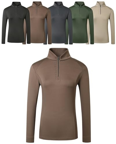 Covalliero - Damen Funktionsshirt Active | Sport Longsleeve mit Stehkragen | Langarm Sportshirt zum Reiten | atmungsaktives & leichtes Reitshirt | Reitbekleidung in Coffee | Größe S