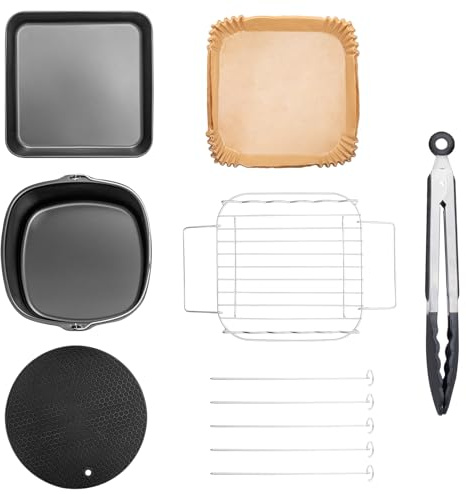 MorNon Backpapier für Heißluftfritteuse Zubehör 21cm Silikon Backform Für Fits Cosori 5.5 L, XXL 5.5 Litre Square XL Hot Air Fryers Airfryer Silikonbackformen Air Fryer Zubehör(6stk)