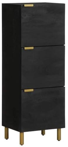 vidaXL Highboard, Sideboard for Hallway Living Room, Side Cabinet with Storage, Cupboard with Metal Feet, Modern Style, Black Engineered Wood