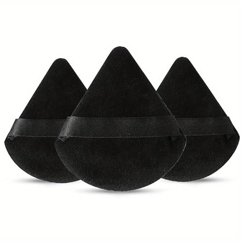 IMAXWAVE Set de 3 Esponjas de maquillaje triangular, esponjas de polvo, Esponjas aplicadoras, Borlas de maquillaje, Esponjas para base y polvo, Esponjas faciales, powder puff (Negro)