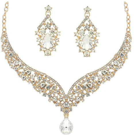 Indian Jewellery Set - Wedding Jewellery Sets for Brides, Earrings Necklace Set, Diamante Necklaces, Necklace and Earring Sets for Women, Diamond Necklaces for Women, Simple Jewelry Gifts for Friend