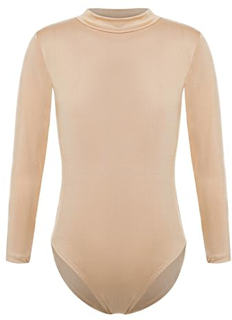 Sxiwei Kinder klassisch Turnanzug Mädchen Nackte Farbe Gymnastik Trikot Langarm Ballettanzug Leotard Tanzkostüm
