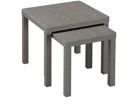 URBNLIVING Set of 2 Square Wooden Nesting Tables, Space-Saving Coffee and Side Tables for Living Room, Bedroom, or Office, Modern Stacking Design, Available in Multiple Finishes