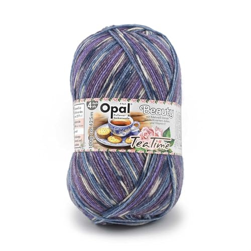 Opal Beauty TeaTime 4-fädige Sockenwolle, 75% Schurwolle/25% Polyamid, mit Edelweiß-Extrakt und Vitamin E, 100g/420m, (11514 Plauderei)