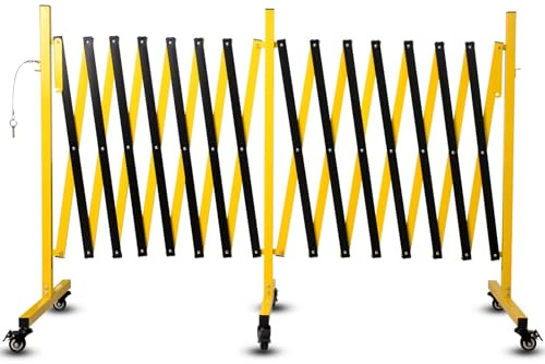 Industrielle Scherengitter Ausziehbar Outdoor 5.18m, Gelbes Und Schwarzes Absperrkette, Mobiles Absperrketten, Absperrung Ausziehbar Mit Rollen (5.18m)