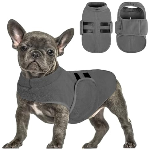 Queenmore Hundepullover Fleece Wärme & Weich, Wintermantel Hund, Grau, L | Hundeweste Dackel, Bulldog, Greyhound, Australian Shepherd, Maschinenwaschbar & Pflegeleicht, Weich & Wärmend