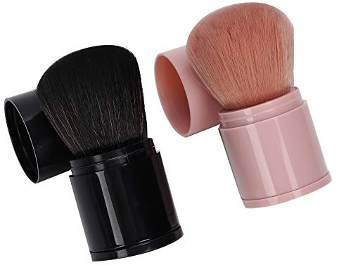 RiToEasysports Brush Blush Retrattili Professionali per Contorno Facciale -make -up, 2pcs Black Pink Polves Brush per L'uso Quotidiano