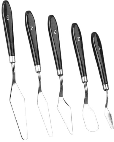 5 Pieces Cake Cream Spatula, Stainless Steel Cake Spatula with Frosting Icing Decorating Knife, Art Painting Baking Pastry Tool Palette Knife for Cake Fondant Chocolate