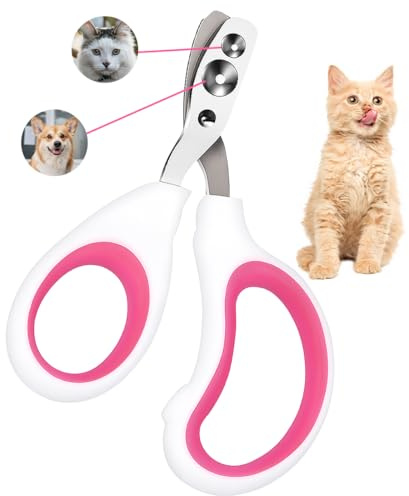 Coupe Griffes Chat, Professionnel Coupe Ongle Chat, avec Sécurité Positionnement Trou, Coupe Griffe Lapin Pour Chatons, Lapins, Cobayes, Oiseaux, Chiots, Et Petits Animaux (Double trou, Rose)