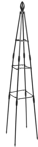 HOMSFOU Traliccio per Piante Rampicanti in Ferro 120 Cm Supporto Robusto per Piante da Giardino e Fiori Rampicanti Struttura a Piramide Rinforzo Angolare Accessorio per Giardinaggio