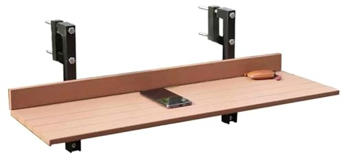 JINGSHIQIAOPL Table de Balcon Pliante pour Garde Corps avec Fixation Réglable, Table Suspendue Balcon en Composite Bois-Plastique pour Balcon, Terrasse Et Patio