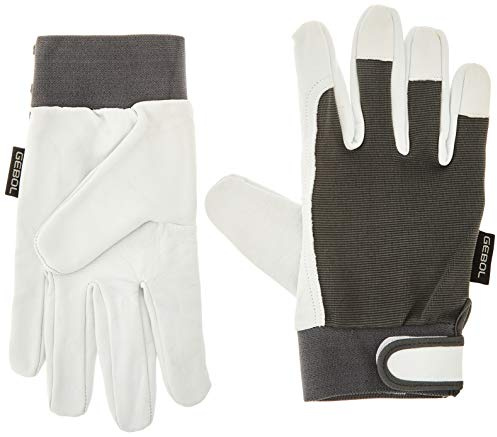 Gebol - 703434 - Paire de gants de travail - Taille unique confortable - En cuir de chèvre, gris - 11 (XXL)