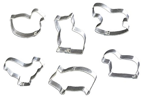 LARES Ausstecher/Ausstechformen Sets - aus Weißblech - perfekt für Kekse, Plätzchen und Fondant - Motiv: Bauernhof (6-teilig) - Made in Germany