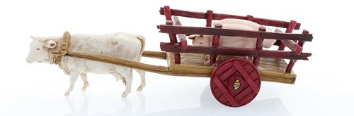 Moranduzzo Carro con Maiali 15,7x4,2 cm per Presepe da 6 cm – MINI 6 – Scala 1:32, Statuine Indistruttibili, Rifinite a Mano, Scultore M. Landi, Made in Italy