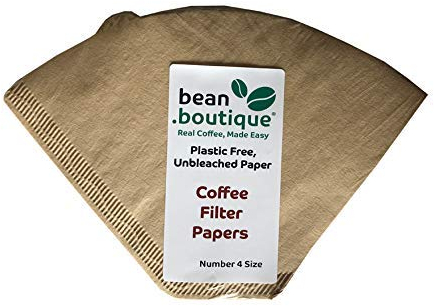 Bean.boutique Coffee Filter Papers/Cones, Plastic Free, Compostable, Unbleached Paper, Biodegradable, Size 4, 4 Cup, 40