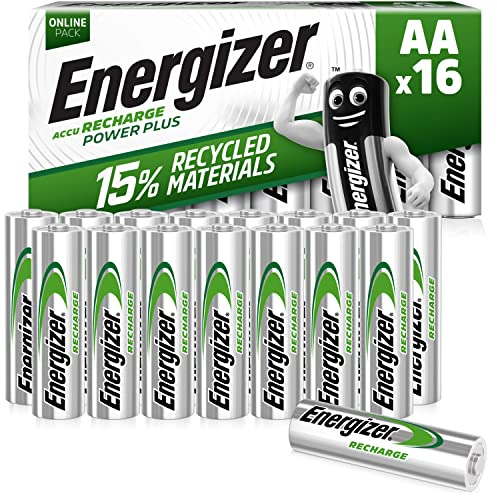 Energizer Rechargeable Battery AA Pack, Recharge Power Plus, 16 Pack, Rechargeable Battery AA -