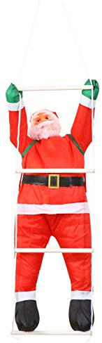 BESPORTBLE Weihnachtsmann auf Leiter Kletternder Weihnachtsmann Kletter Nikolaus Figur Santa Claus Ornament Xmas Party Garten Dach Deko für Innen- und Außenbreich 90x35 cm
