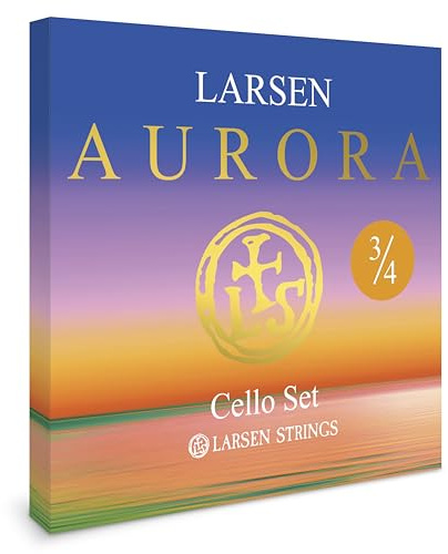 Larsen Aurora Cello Strings - 3/4 Size Medium Tension String Set for Fractional Cello – Affordable, Professional-Grade Cello Strings for Young Cellists