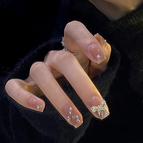 24 Stück Nägel zum aufkleben Press on Nail kunstnägel Acryl Full Cover Künstliche Nägel für Frauen Mädchen Nail Art Maniküre glänzender Schmetterling Rot set