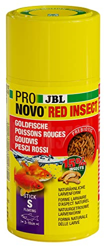 JBL PRONOVO RED INSECT STICK, Futter für Goldfische von 3-10 cm, Fischfutter-Sticks, Klickdosierer, Größe S, 100 ml