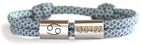 myGreta Personalisiertes Sternzeichen Armband, Wunschgravur, Surfer Armband, Partnerarmband, Namensarmband, Armband mit Gravur, Edelstahl