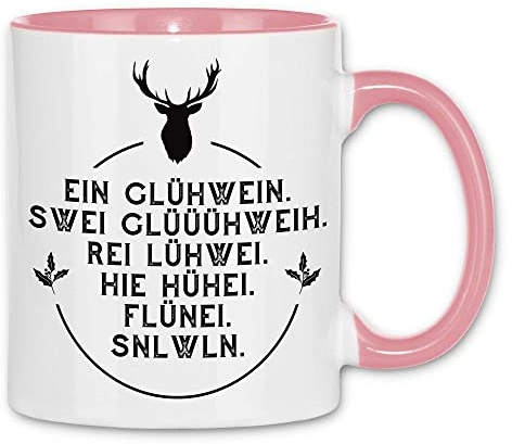 wowshirt Tasse Ein Glühwein swei Glühwein Hirsch Weihnachtmarkt Weihnachten, Farbe:White - Pink