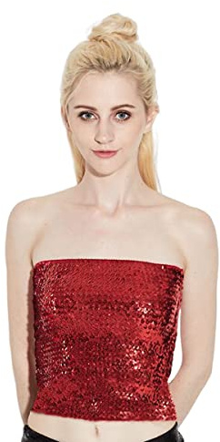 SamHeng Top canottiere da club per feste senza maniche scintillanti, womens bandy bandeau non brandy bra bra bansleu senza spalline sireneute bandeau per club hook per feste
