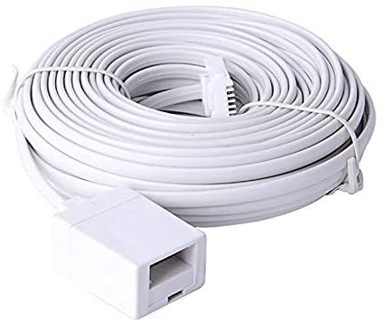 BT Telephone Extension Cable, White BT Male to Female 6-Pin Straight Through Cable for UK Landline Phone, Fax, Modem Extender (25M)