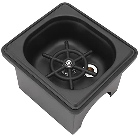 Pitcher Rinser, Stainless Steel Machine Rinser Pitcher Drain Automatic Glass Cup Washer from Opening Kitchen Sink for Hotel Bar Coffee Milk Tea Cup Black (Small)