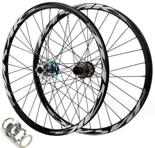ZECHAO 24/26/27,5/29 Zoll Fahrrad Vorder Und Hinterrad,Doppelwandiger Schnellspanner 32H Speichen Steckachse Scheibenbremse Mountainbike Rad 2000G(Thru AXLE,24inch)