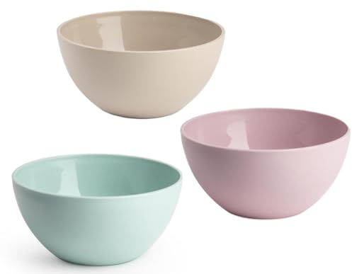 Genérico Cuenco Para Cereales Pack 3 Colores PVC 690Ml/ Cuenco Para Niños Desayuno/Tazón Para Cereales/Juego de 3 Cuencos Para Comida/Tazones Para Pasta, Ensalada 3Uds