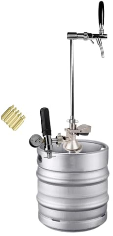 GASTROBEDARF WESTERBARKEY Zapfgarnitur Edelstahl Kegschanksäule mit Kompensatorschankhahn & Druckminderer für 16g Kapseln Ideal für unterwegs