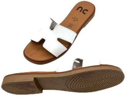 NENIC – Sandalia pala mujer de piel ATENAS – Estilo minimalista tipo Oran – Plantilla acolchada FLEX y suela EVA antideslizante – Hechas en España – Recomendamos elegir una talla más