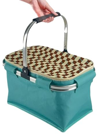 Aznever Isolierter Einkaufskorb, Isolierte Picknickkörbe,27L tragbare, faltbare, isolierte Kühltasche mit Griffen | Picknicktasche für warme oder kalte Speisen, Strandtasche, wiederverwendbare Taschen