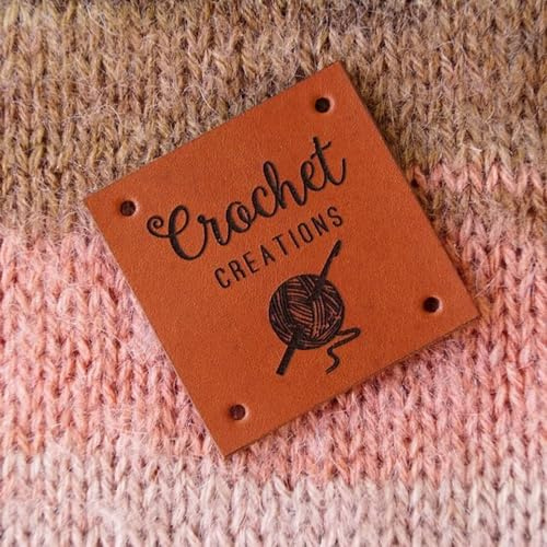 25 Stück Label Leder Personalisiert Aus Leder Mit Logo/Text, Kleider Etiketten, Personalisiert Handmade Label Zum Annähen, DIY Hüte Taschen Nähen Zubehör (25x25Mm)