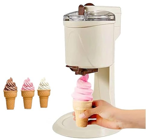 Kindevieft Machine à CrèMe GlacéE Molle, Machine De Fabrication De CrèMe GlacéE Semi-Automatique Domestique 1000ml, Machine à CrèMe GlacéE à Cornet De Yaourt Aux Fruits, 220v