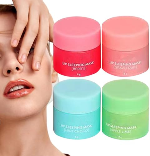 Schlafen Maske 4 Stück Feuchtigkeitsspendende Lippenmaske Für Tag & Nacht Lippenpflege Lippenbalsam Für Trocken & Rissige Lippen Lip Moisturizer Reduzieren Sie Lippenlinien & Falten