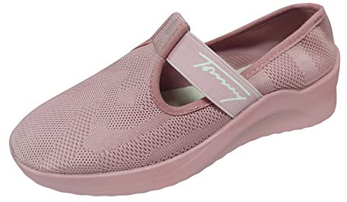 Sneaker kilklackar för kvinnor damer mode enfärgad lätt mun ihålig nät plattform ledig andningsbara sportskor för kvinnor, Rosa, 40 EU