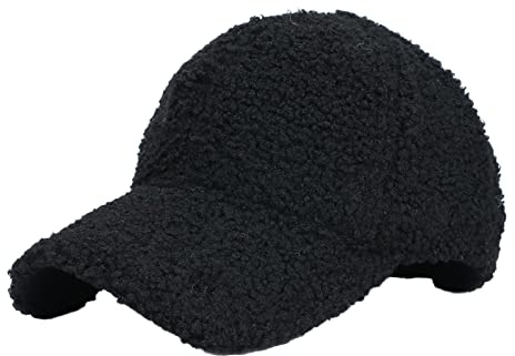 Baseballkappe Damen aus Lammwolle Warm Basecap flauschig Fleece Baseball Cap Teddy-Fleece-Stil Stylische Mütze Lässig Einfarbig Baseballmütze für Herbst Winter