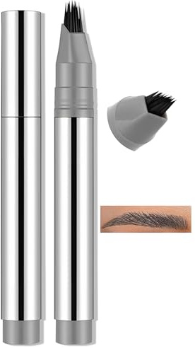 Erinde Lápiz de cejas negro microblading, de larga duración, resistente al agua y a las manchas, cejas naturales y definidas, con aplicador microramificado #01