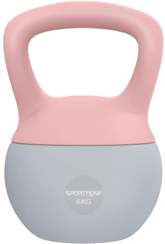 SPORTNOW Weiche Kugelhantel, 6 kg Kugelhantel mit rutschfestem Griff für Zuhause, Fitnessstudio, Gewichtheben und Krafttraining, Rosa und Grau