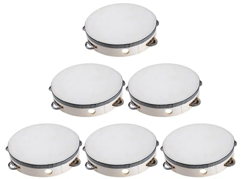Tamburine Für Erwachsene 6 Stück Tambourine Für Kirche 15 Cm Handtrommel Tamburin,6er Set Pädagogisches Percussion Instrument Für Gesangseinlagen Freizeit Party Kirche Tanz