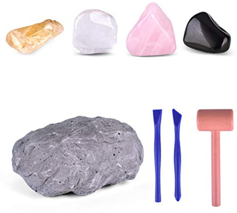 Naroote Ensemble de Jouets D'excavation Archéologique, Kit Amusant D'excavation Minière de Cristal avec Outils de Creusement, activité de Projet Scientifique Pratique pour Les Enfants