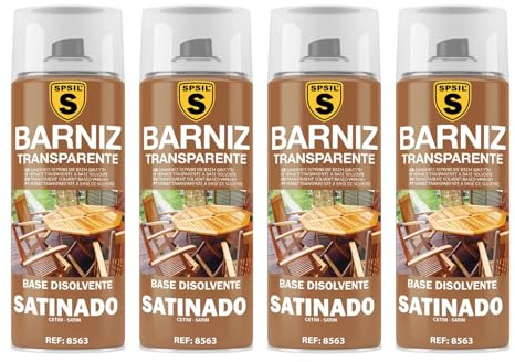 SPSIL Pintura Spray Mate Barniz Satinado(pack of 4) 400ml, Secado Rápido Profesional, Aplicación Fácil en Metal Madera Plástico, Interior Exterior Ideal DIY Decoración Muebles Automóviles